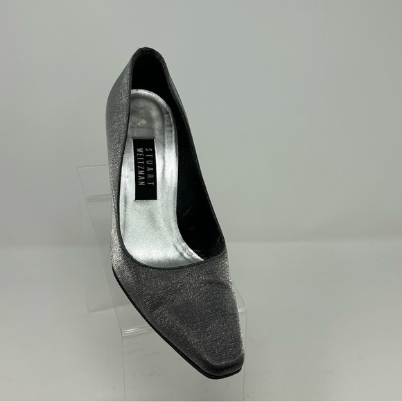 Stuart Weitzman Silver Slate Gray Shimmer Glitter Evening High Heels Size 8.5 C - Picture 2 of 13